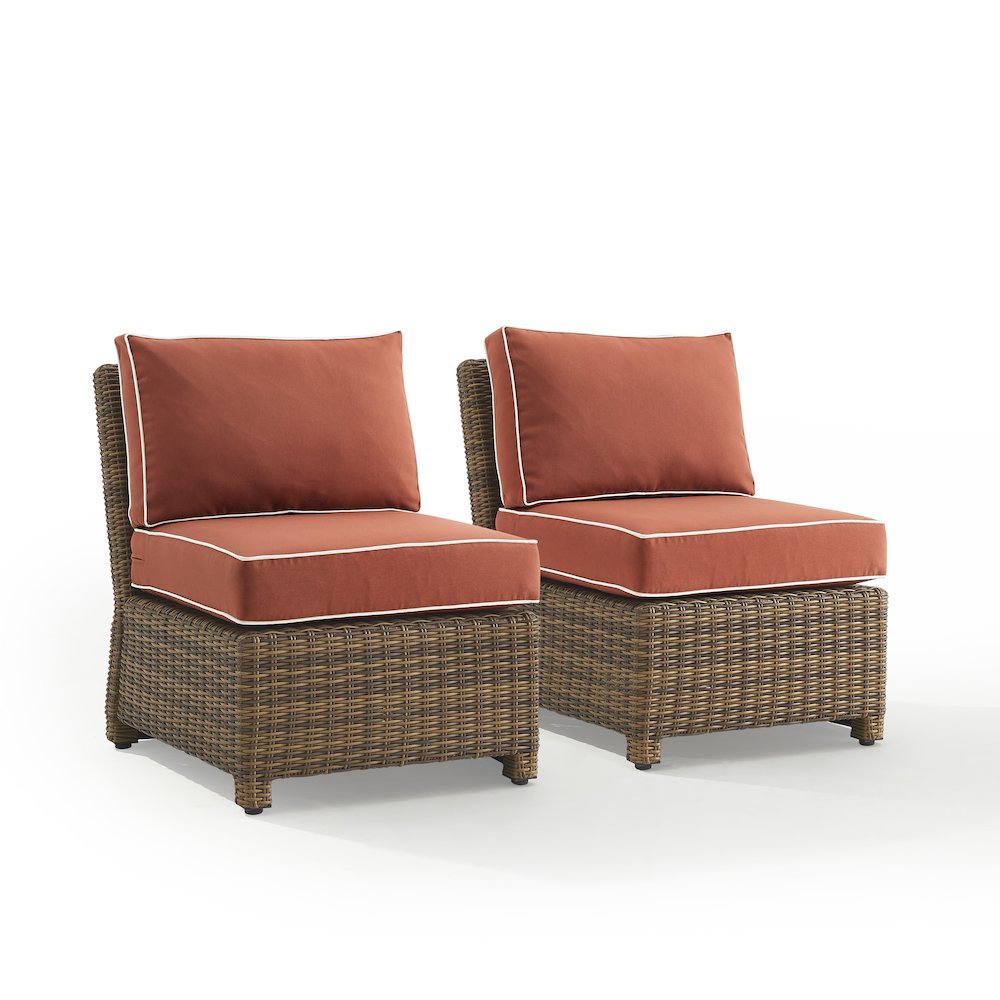 Bradenton 2Pc Armless Wicker Outdoor Chair Set