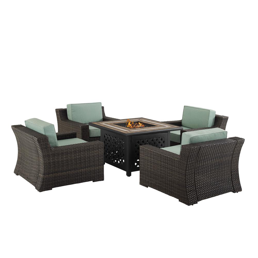 Beaufort 5Pc Wicker Outdoor Chair Set W/ Fire Table