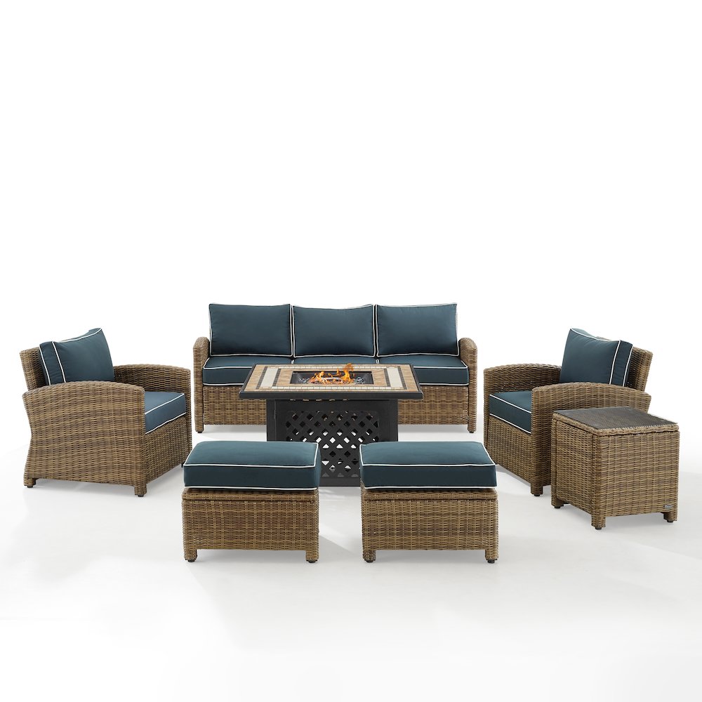 Bradenton 6Pc Wicker Outdoor Sofa Set W/ Fire Table