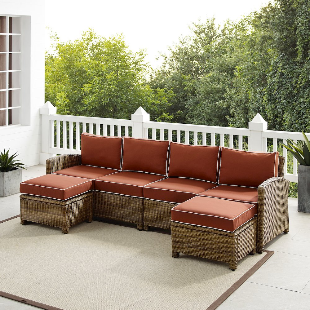 Bradenton 4Pc Wicker Outdoor Sectional Patio Furniture Set