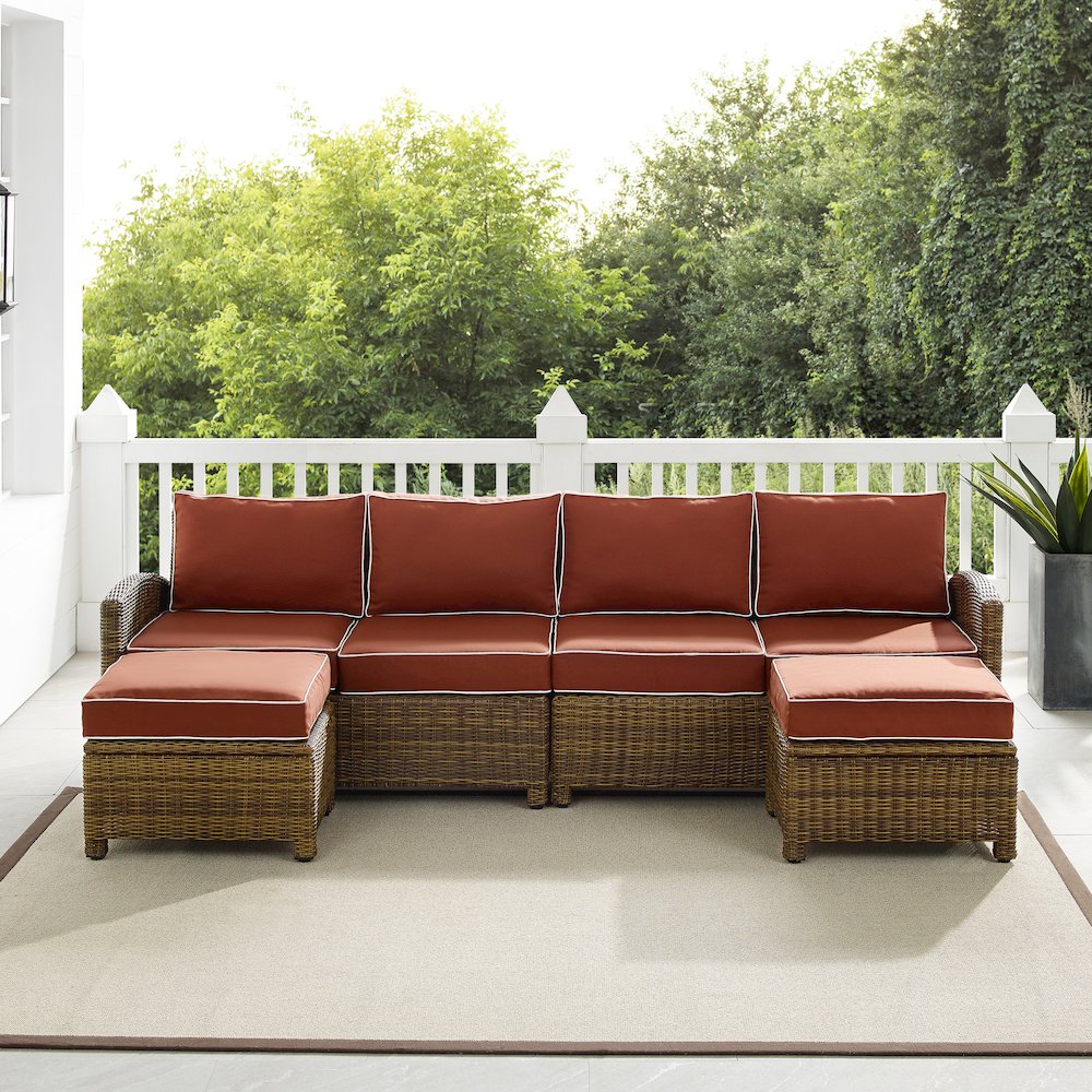Bradenton 4Pc Wicker Outdoor Sectional Patio Furniture Set