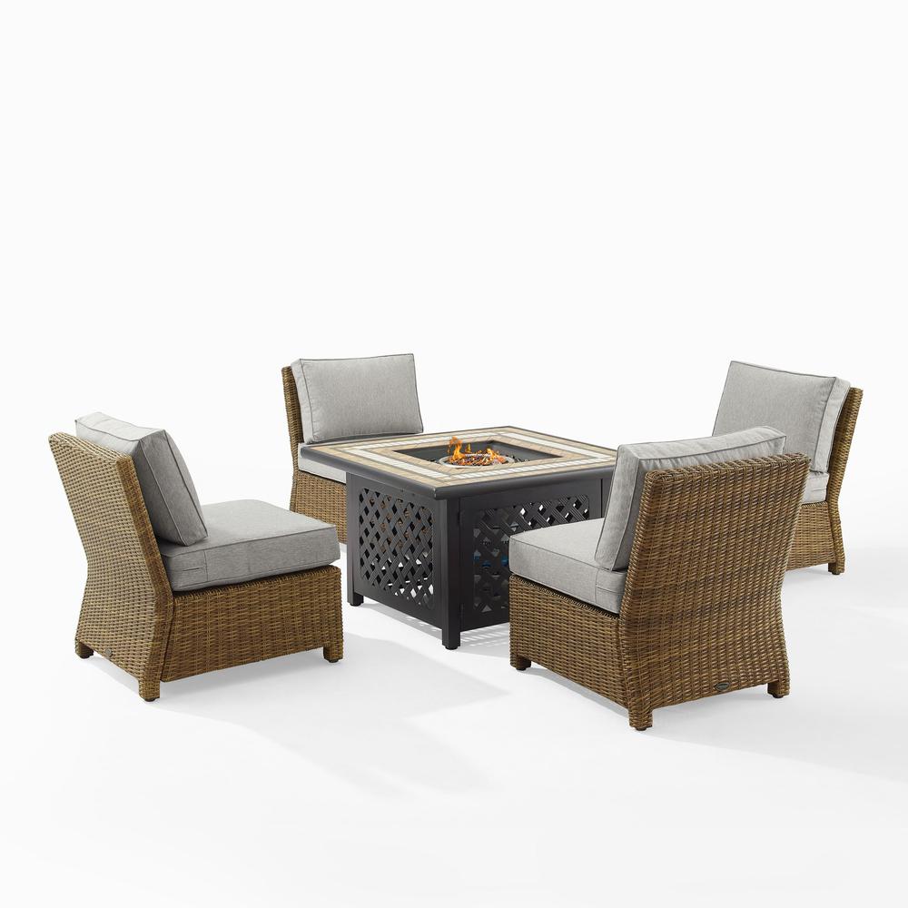 Bradenton 5Pc Wicker Outdoor Chair Set W/ Fire Table