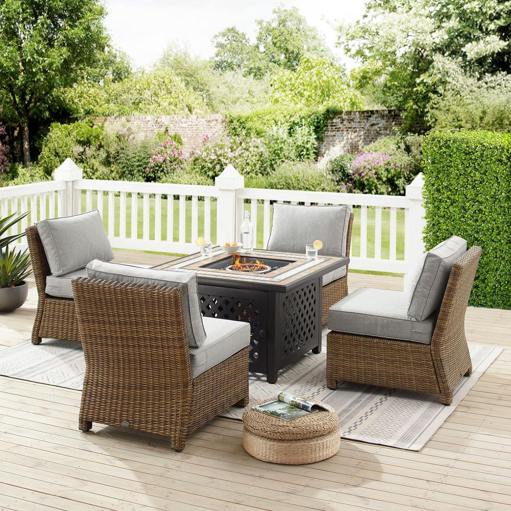Bradenton 5Pc Wicker Outdoor Chair Set W/ Fire Table