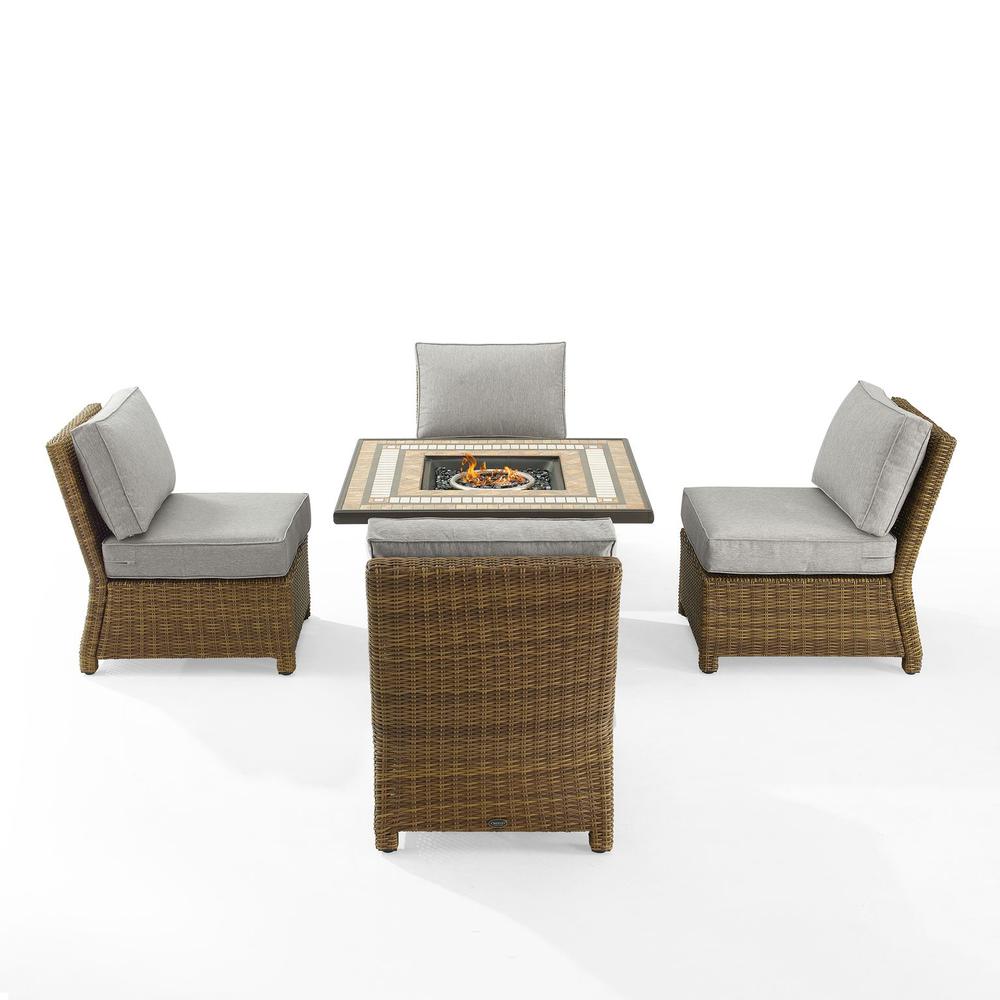 Bradenton 5Pc Wicker Outdoor Chair Set W/ Fire Table