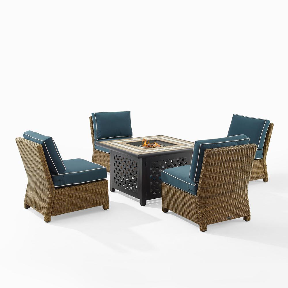 Bradenton 5Pc Wicker Outdoor Chair Set W/ Fire Table