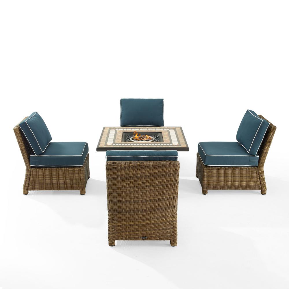 Bradenton 5Pc Wicker Outdoor Chair Set W/ Fire Table