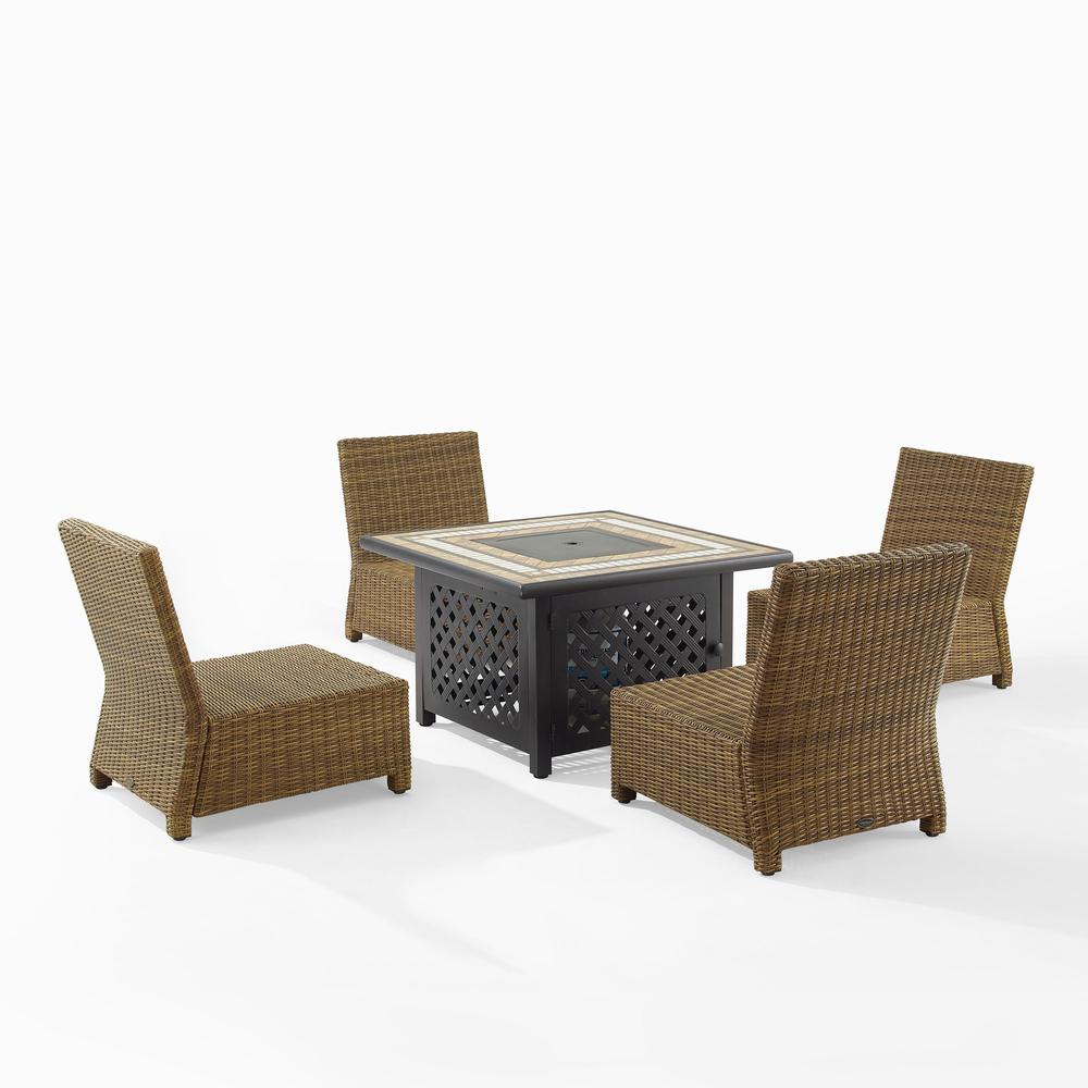 Bradenton 5Pc Wicker Outdoor Chair Set W/ Fire Table