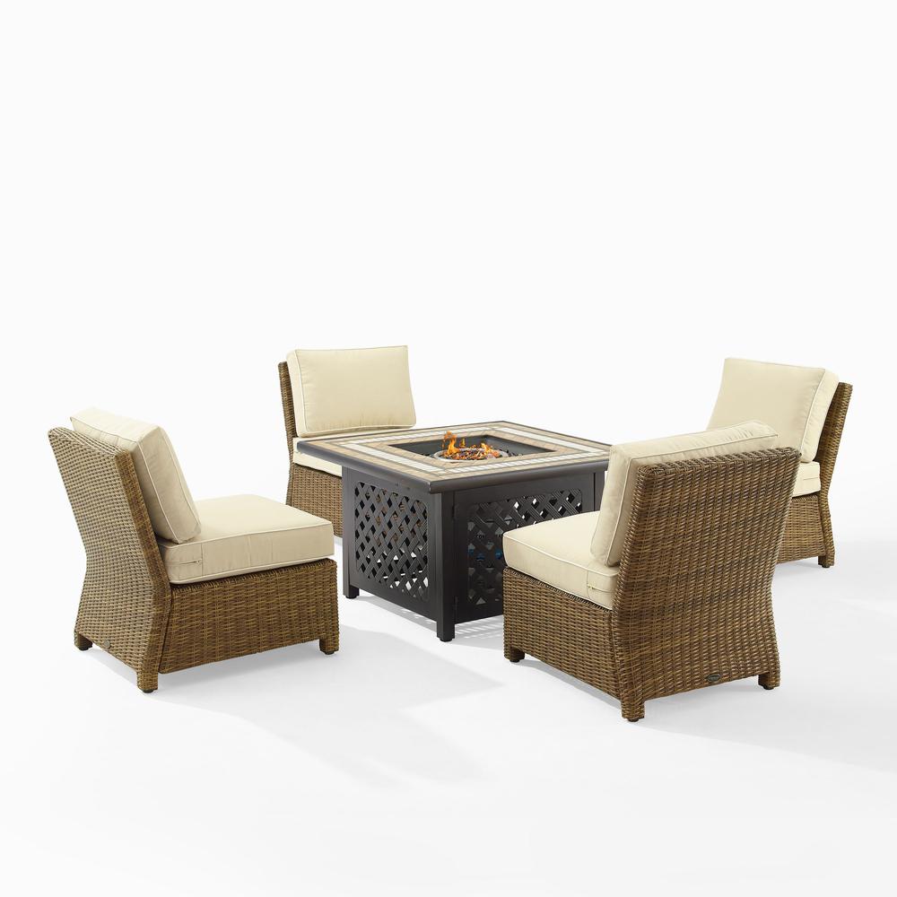 Bradenton 5Pc Wicker Outdoor Chair Set W/ Fire Table