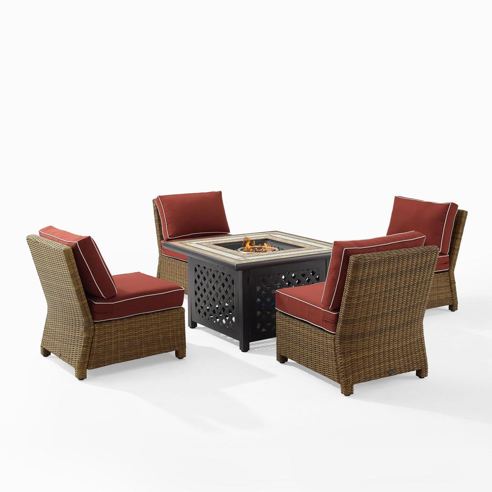 Bradenton 5Pc Wicker Outdoor Chair Set W/ Fire Table