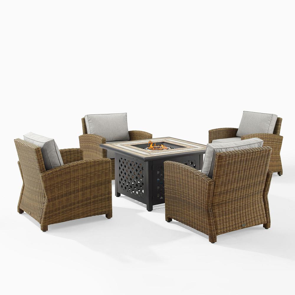 Bradenton 5Pc Wicker Outdoor Chair Set W/ Fire Table