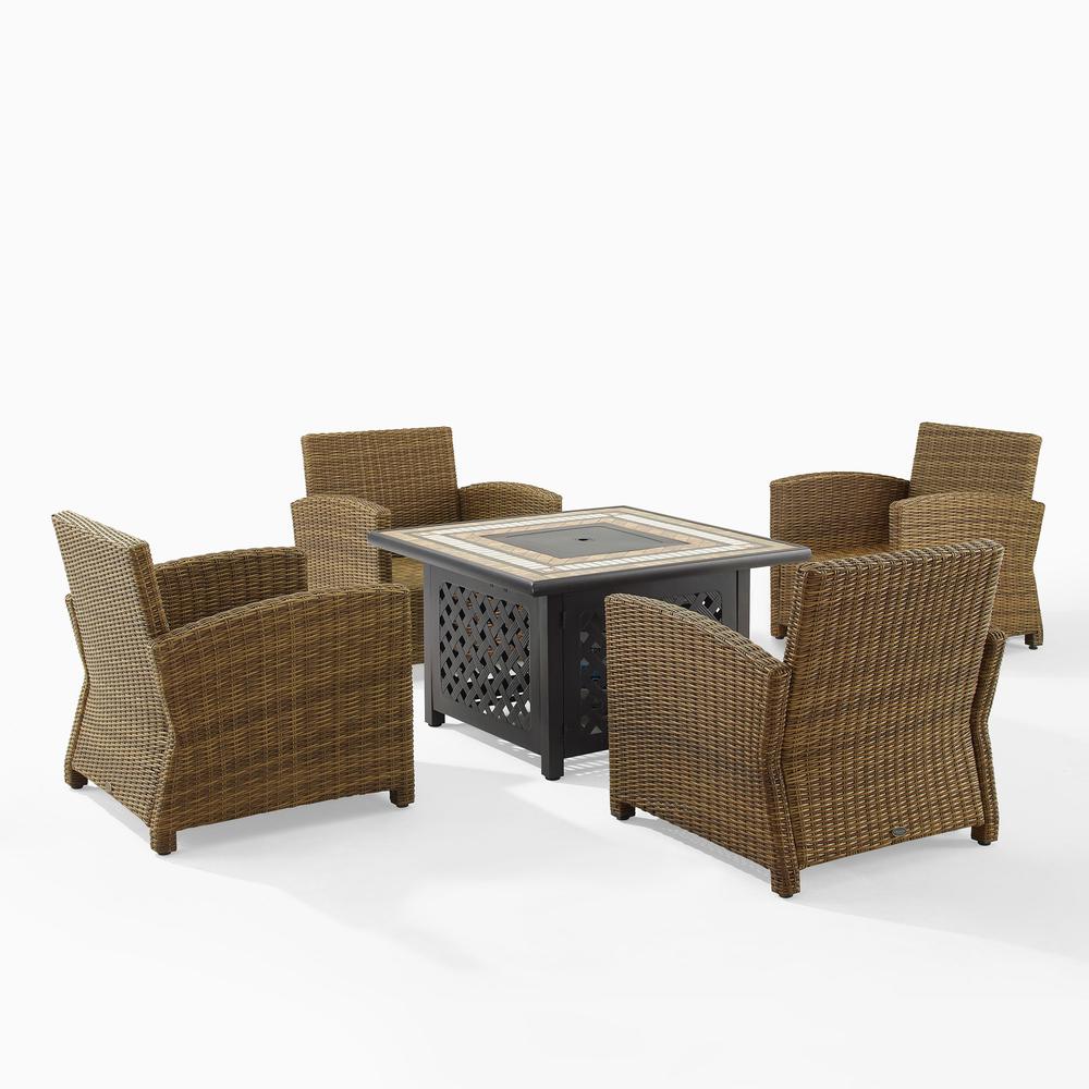 Bradenton 5Pc Wicker Outdoor Chair Set W/ Fire Table