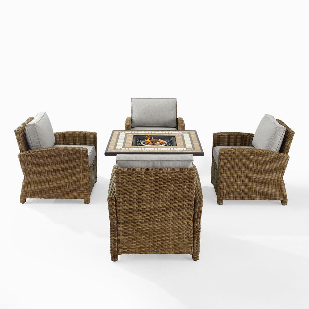 Bradenton 5Pc Wicker Outdoor Chair Set W/ Fire Table