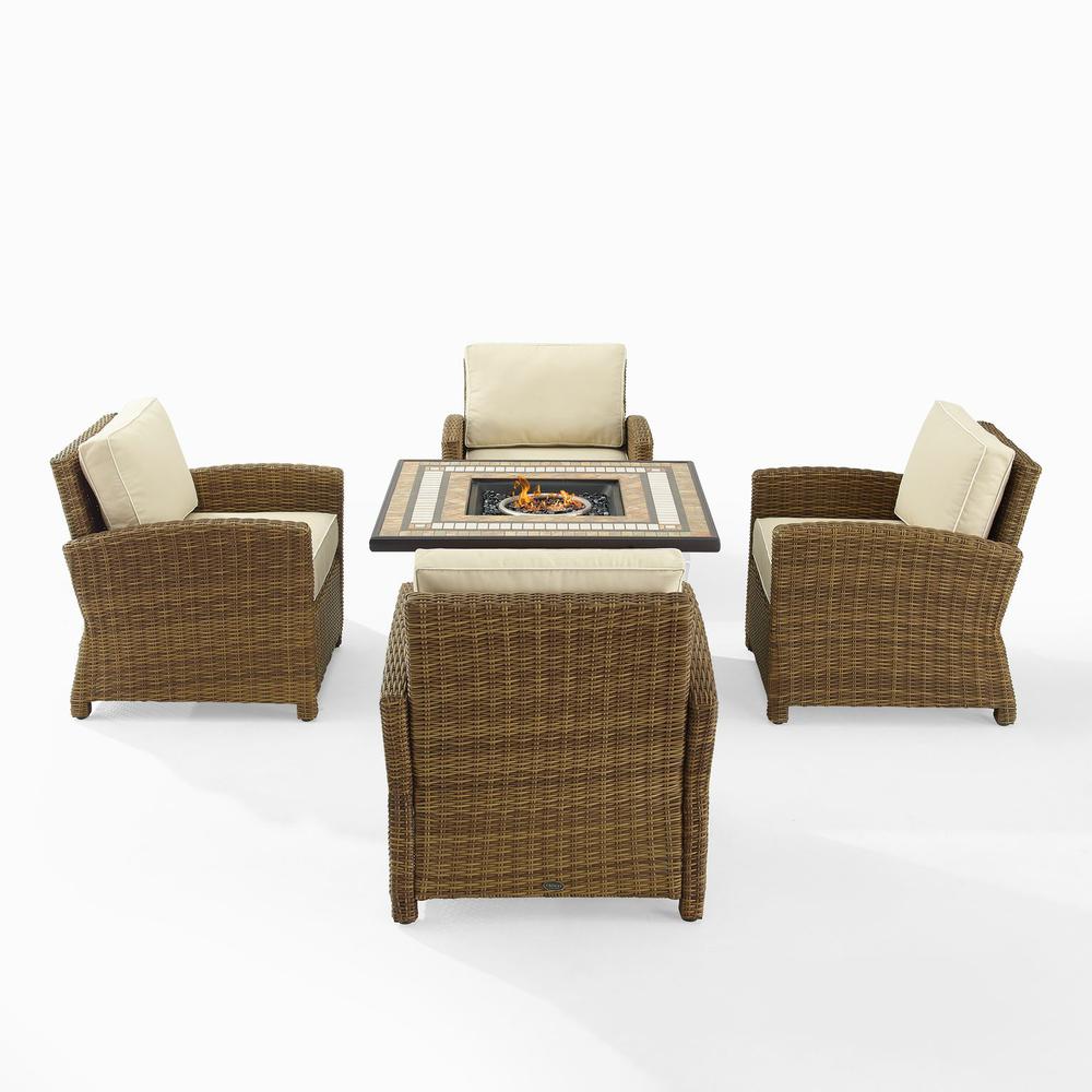 Bradenton 5Pc Wicker Outdoor Chair Set W/ Fire Table