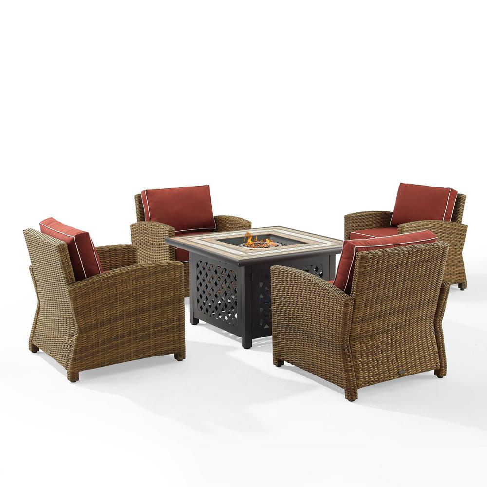 Bradenton 5Pc Wicker Outdoor Chair Set W/ Fire Table