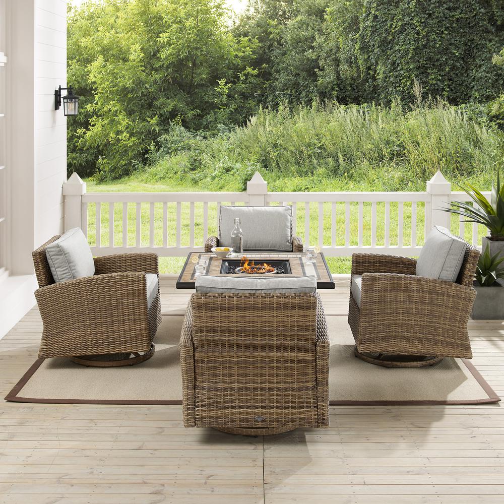 Bradenton 5Pc Outdoor Swivel Rocker Set W/ Fire Table