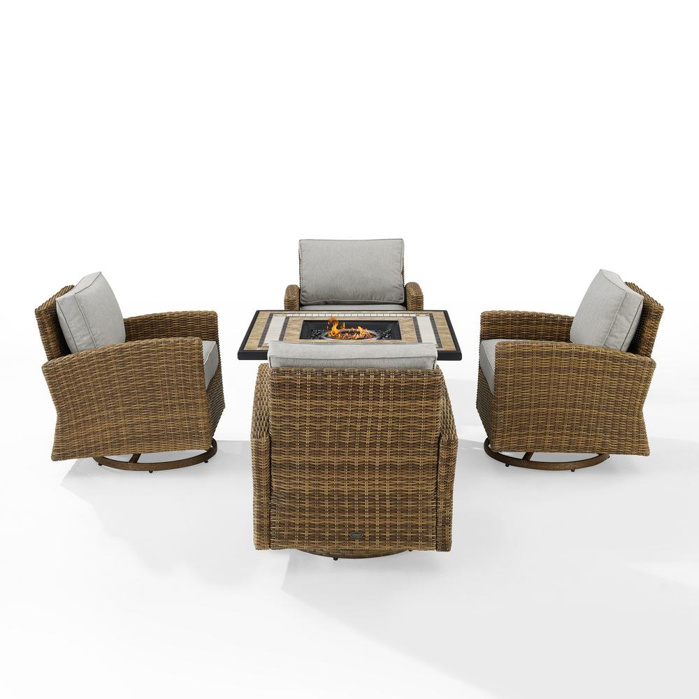 Bradenton 5Pc Outdoor Swivel Rocker Set W/ Fire Table