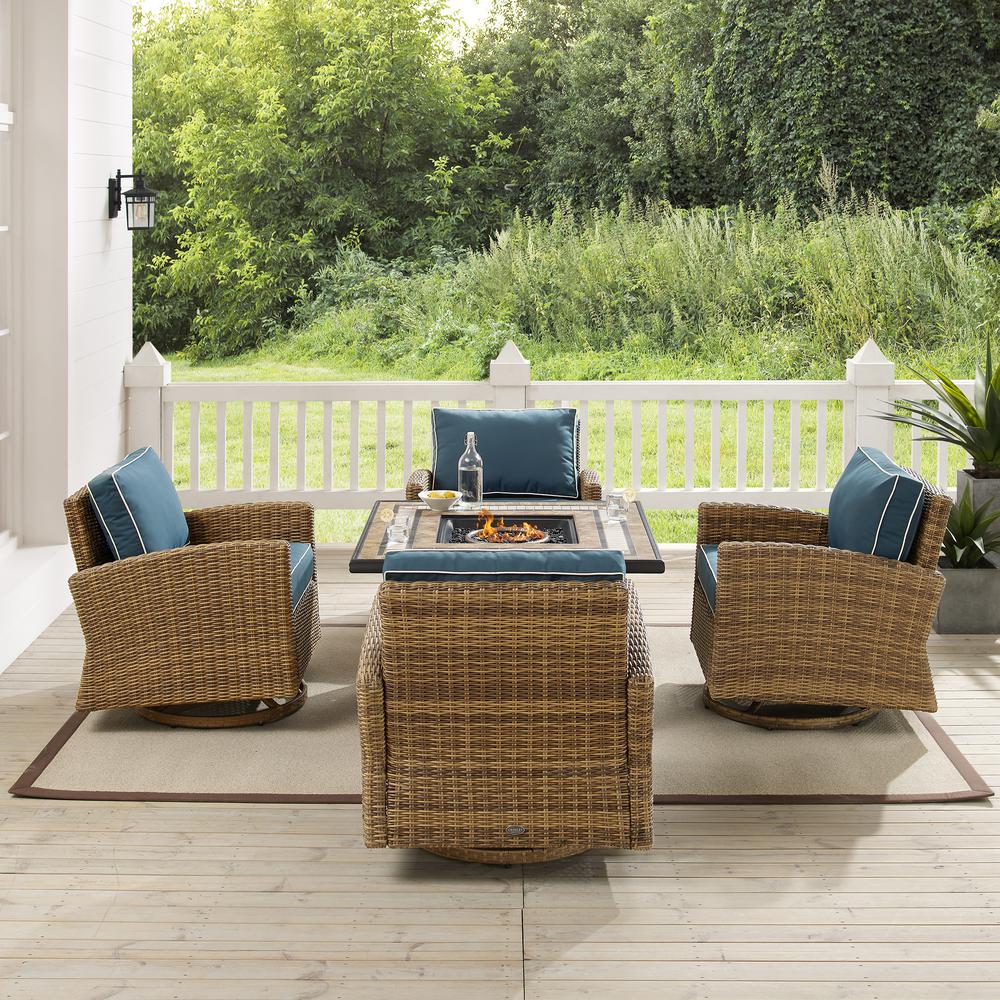 Bradenton 5Pc Outdoor Swivel Rocker Set W/ Fire Table