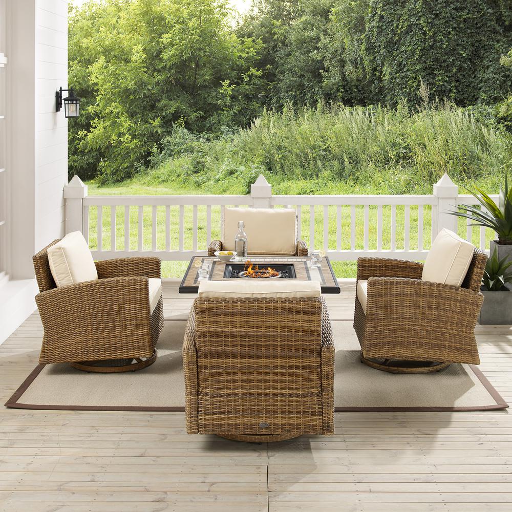 Bradenton 5Pc Outdoor Swivel Rocker Set W/ Fire Table