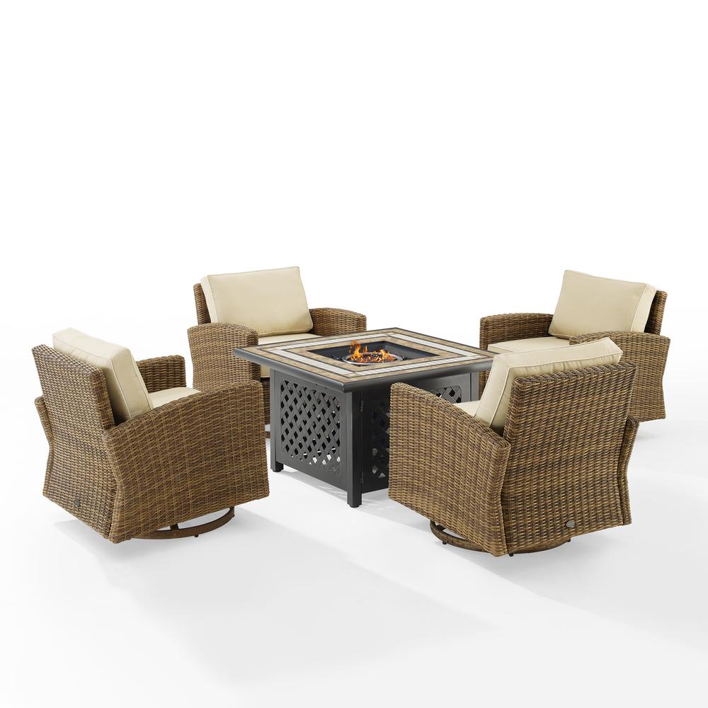 Bradenton 5Pc Outdoor Swivel Rocker Set W/ Fire Table