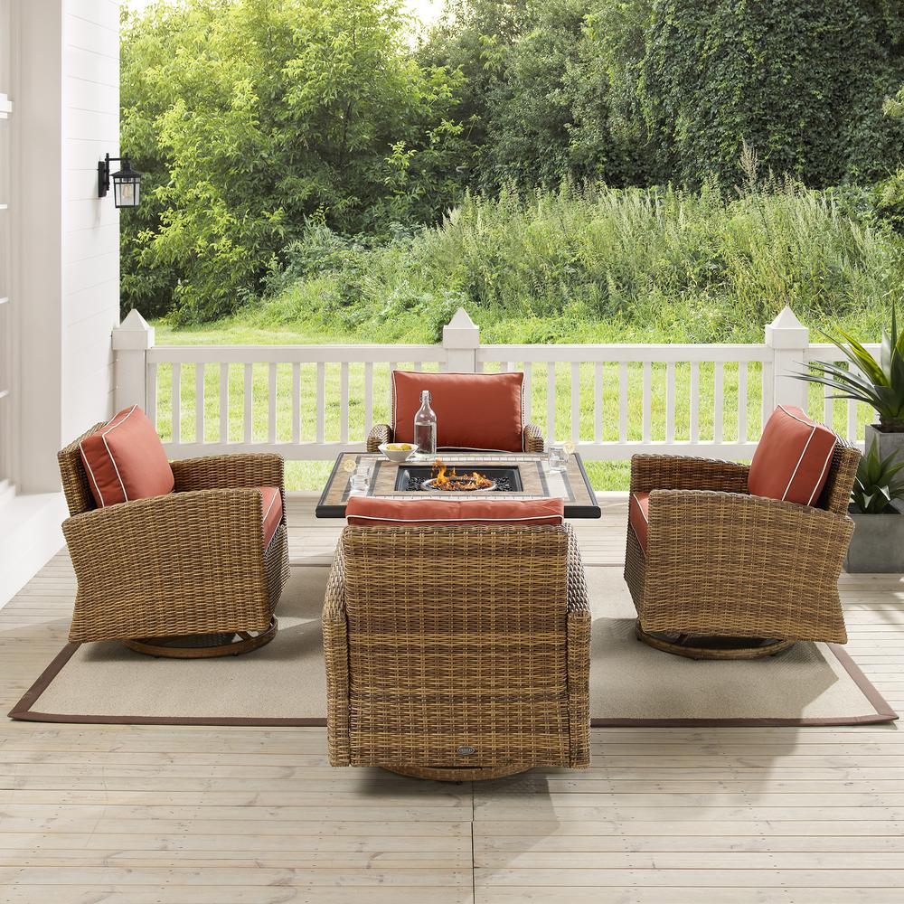Bradenton 5Pc Outdoor Swivel Rocker Set W/ Fire Table