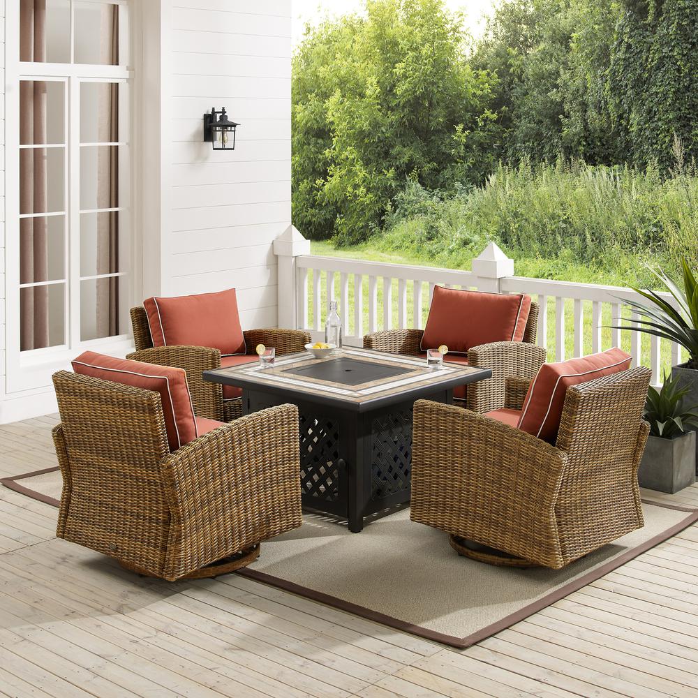 Bradenton 5Pc Outdoor Swivel Rocker Set W/ Fire Table