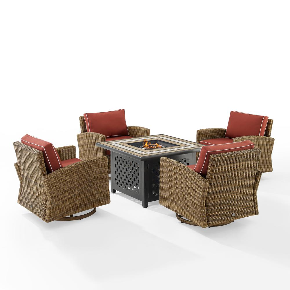 Bradenton 5Pc Outdoor Swivel Rocker Set W/ Fire Table
