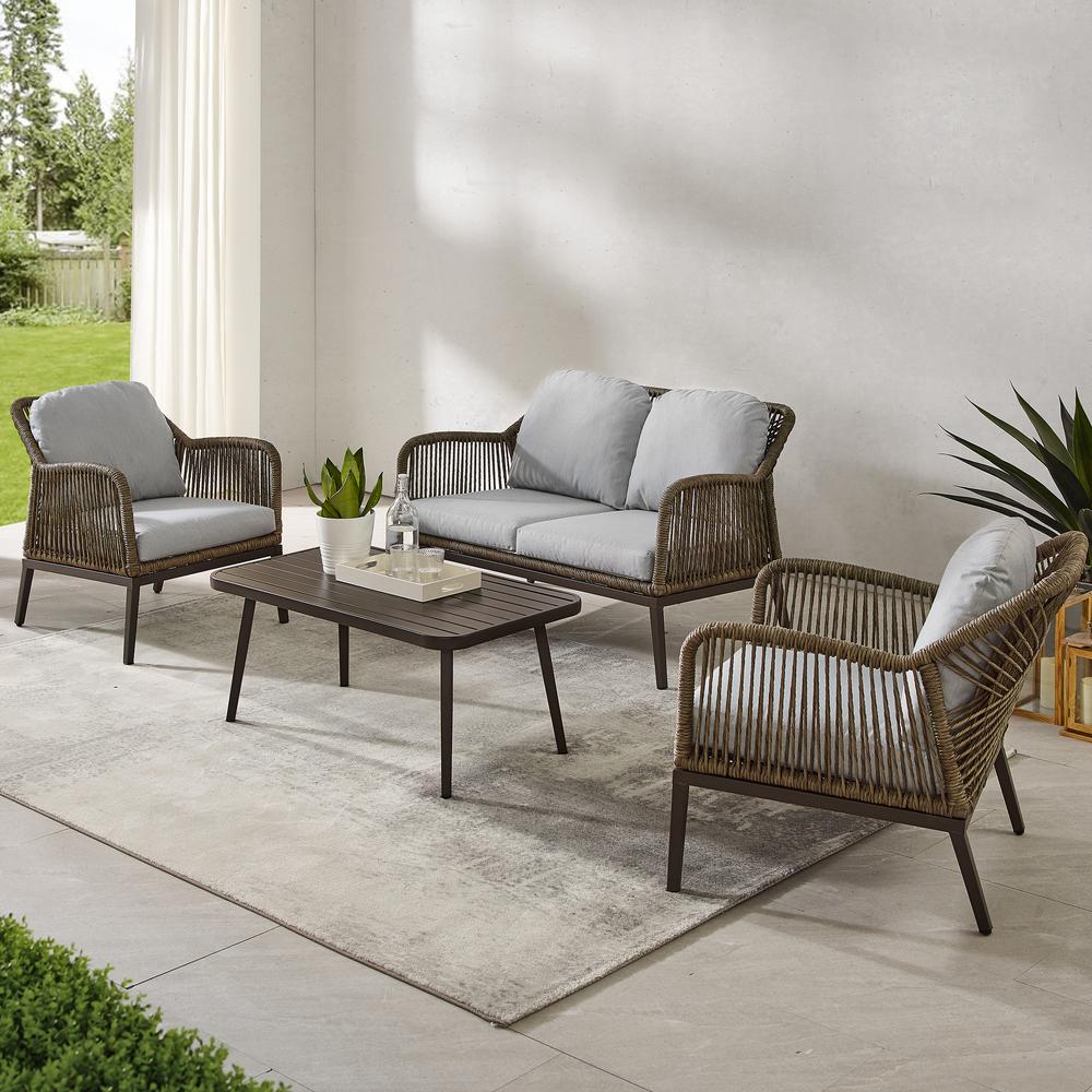 Haven 4Pc Wicker Outdoor Loveseat Patio Furniture Set