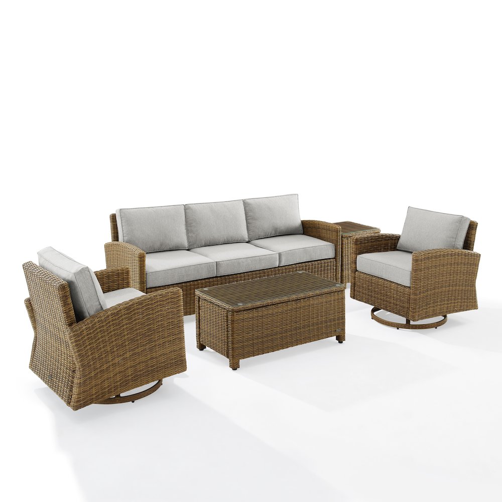 Bradenton 5Pc Wicker Outdoor Sofa And Swivel Rocker Set