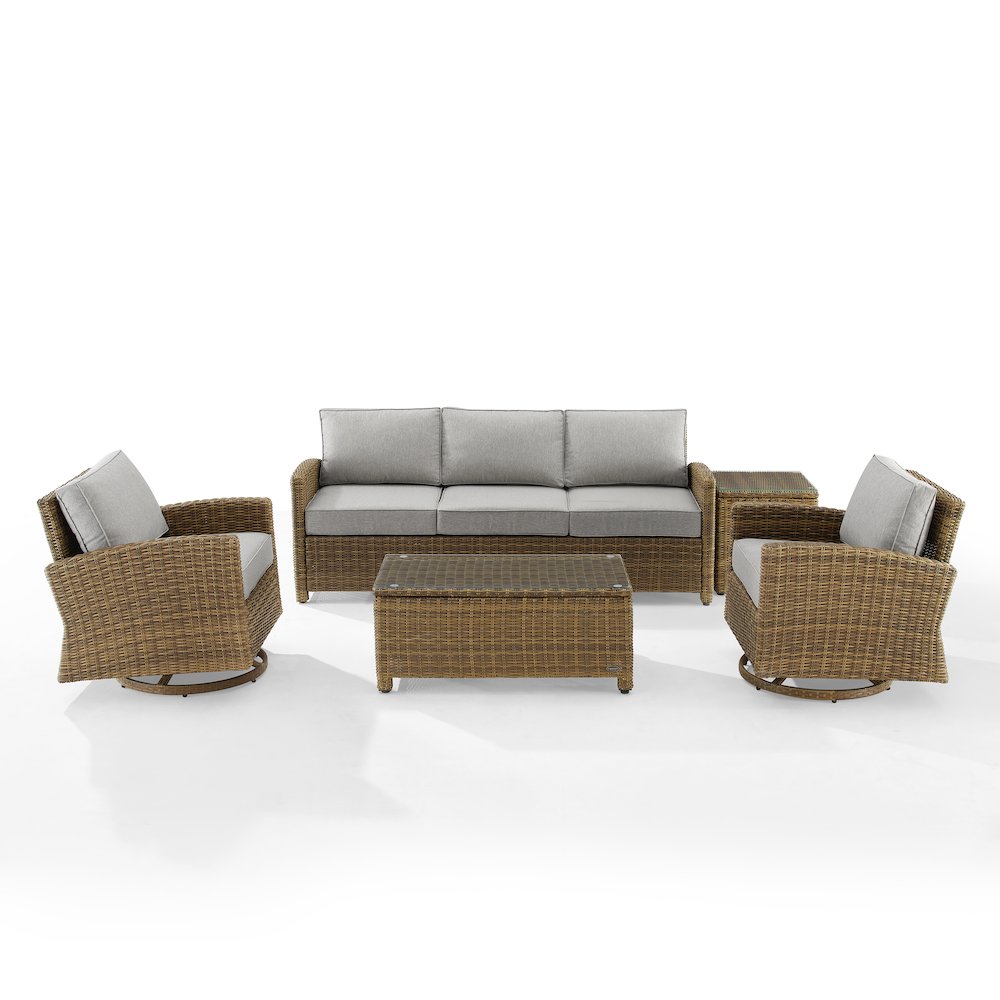 Bradenton 5Pc Wicker Outdoor Sofa And Swivel Rocker Set