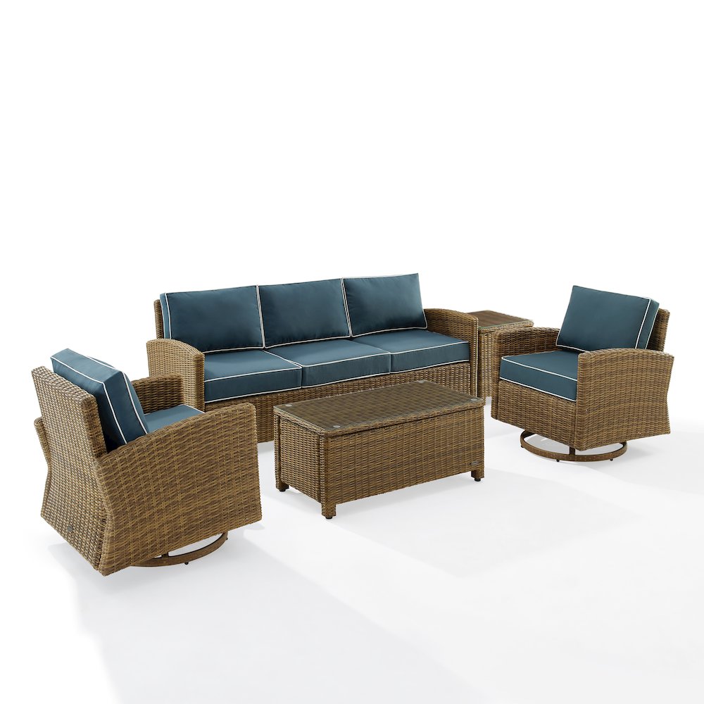 Bradenton 5Pc Wicker Outdoor Sofa And Swivel Rocker Set