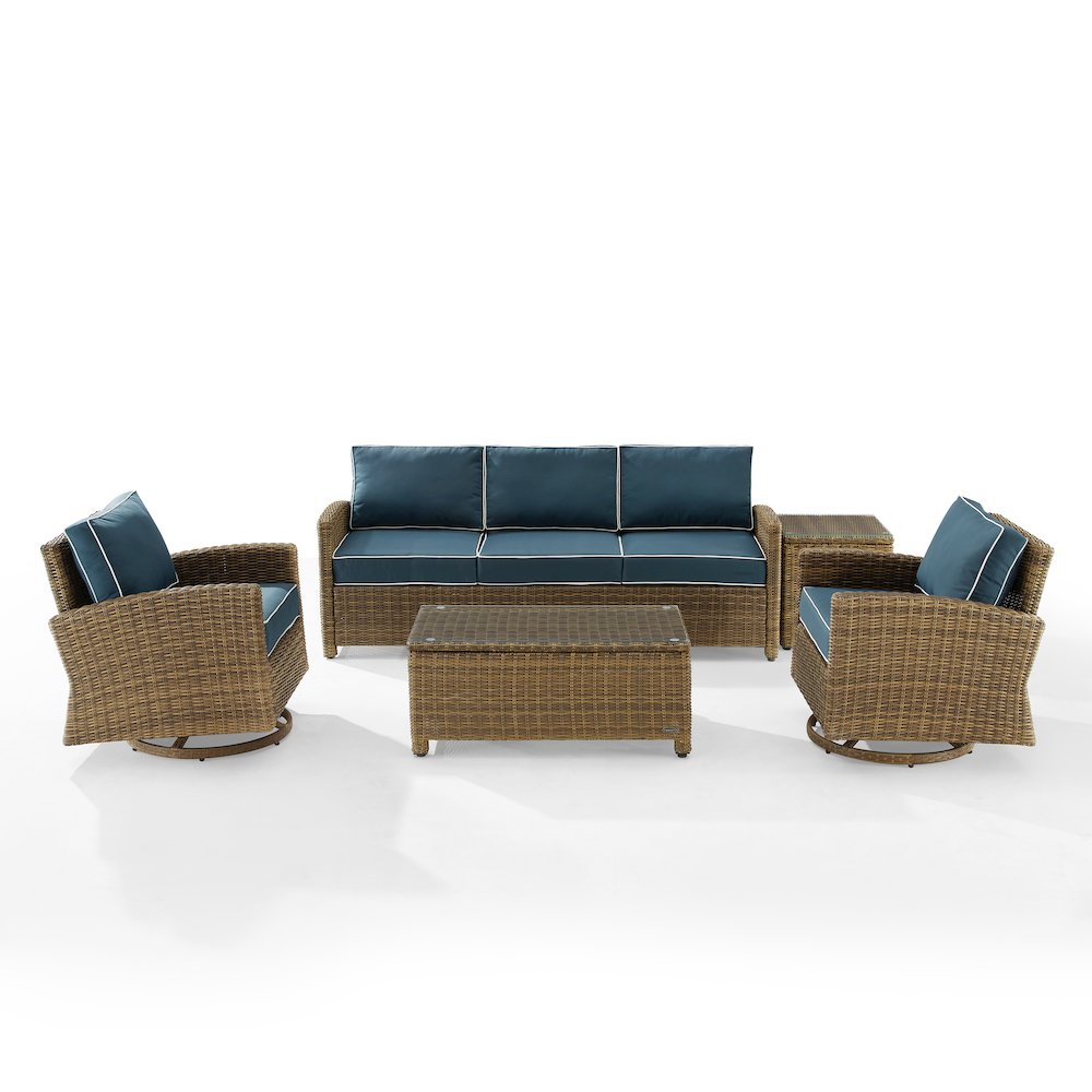 Bradenton 5Pc Wicker Outdoor Sofa And Swivel Rocker Set