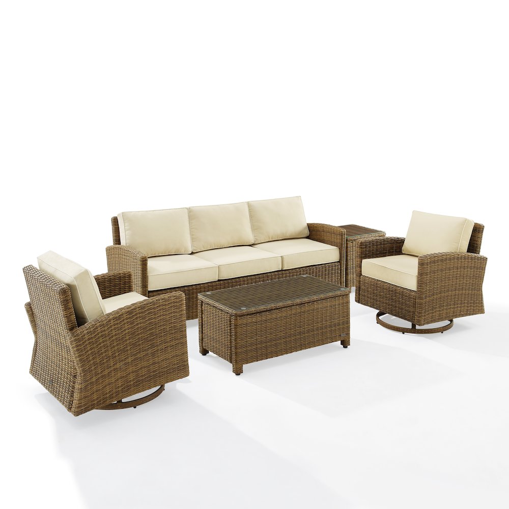 Bradenton 5Pc Wicker Outdoor Sofa And Swivel Rocker Set