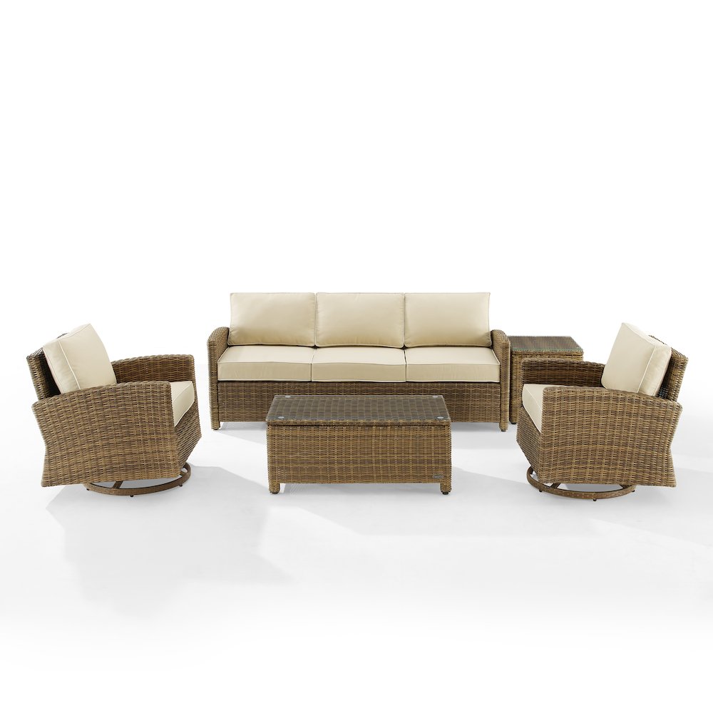 Bradenton 5Pc Wicker Outdoor Sofa And Swivel Rocker Set