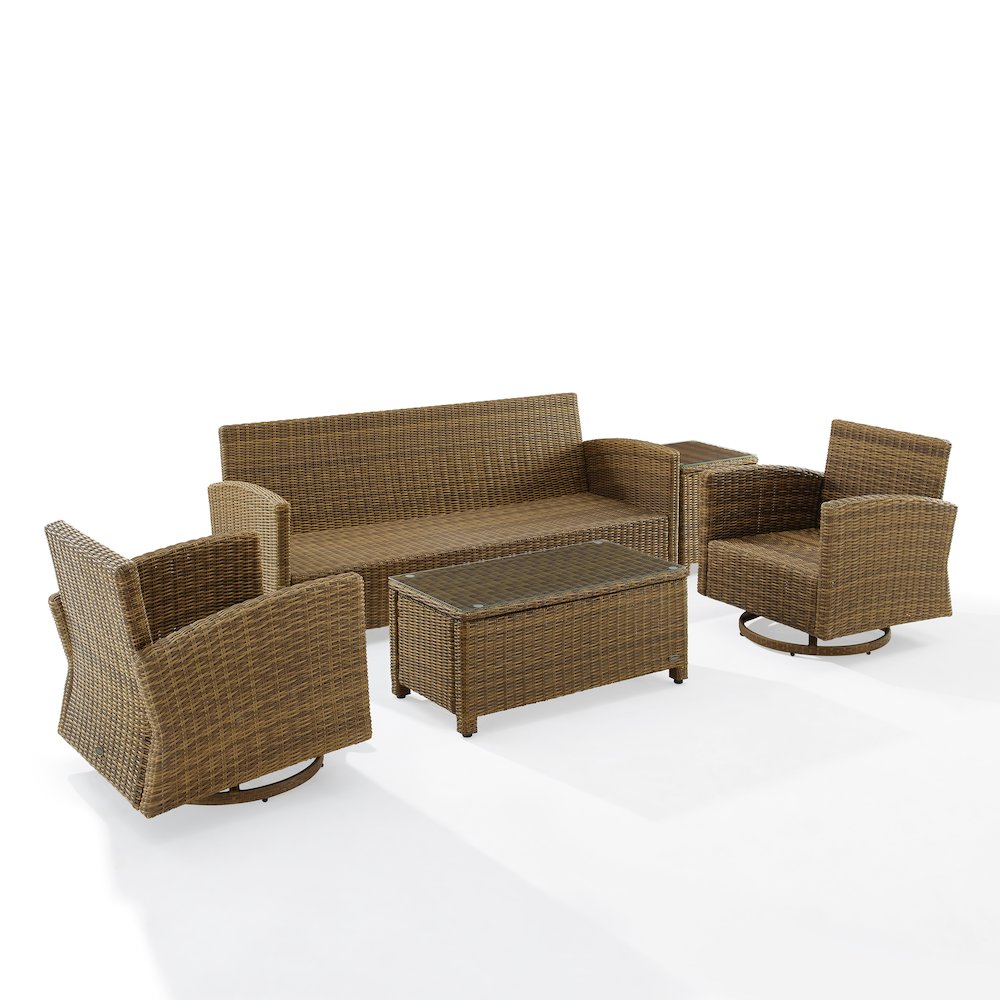 Bradenton 5Pc Wicker Outdoor Sofa And Swivel Rocker Set