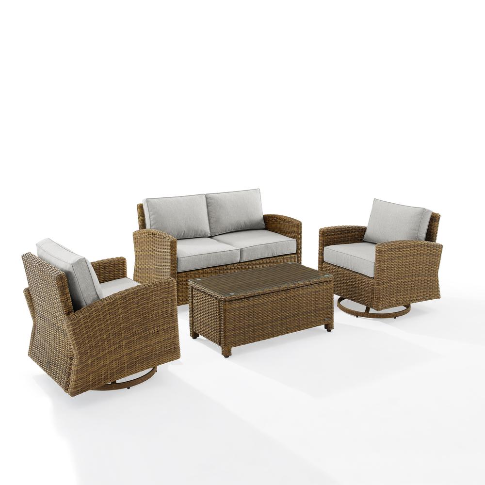 Bradenton 4Pc Wicker Outdoor Loveseat And Swivel Rocker Set