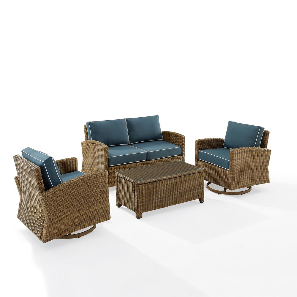 Bradenton 4Pc Wicker Outdoor Loveseat And Swivel Rocker Set