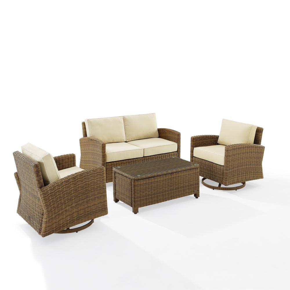 Bradenton 4Pc Wicker Outdoor Loveseat And Swivel Rocker Set