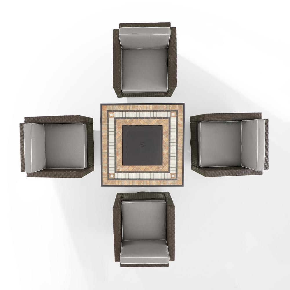 Palm Harbor 5Pc Outdoor Swivel Rocker Set W/ Fire Table