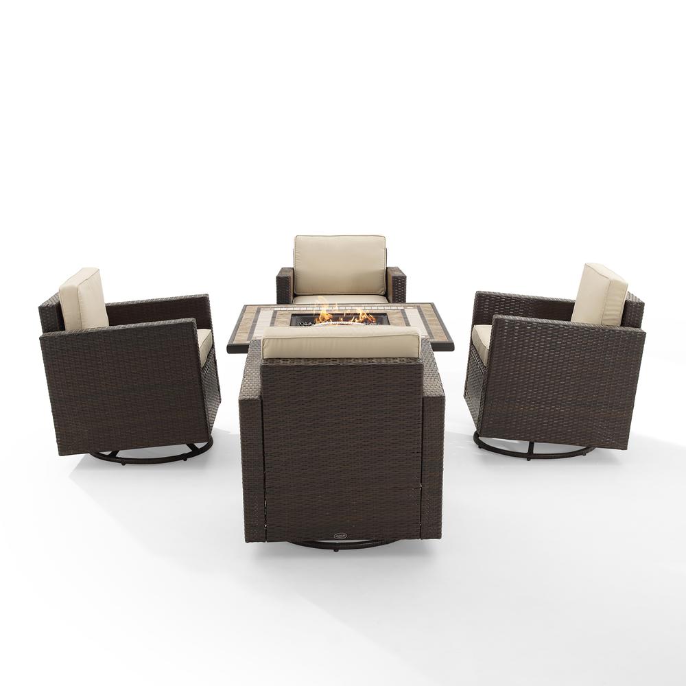 Palm Harbor 5Pc Outdoor Swivel Rocker Set W/ Fire Table