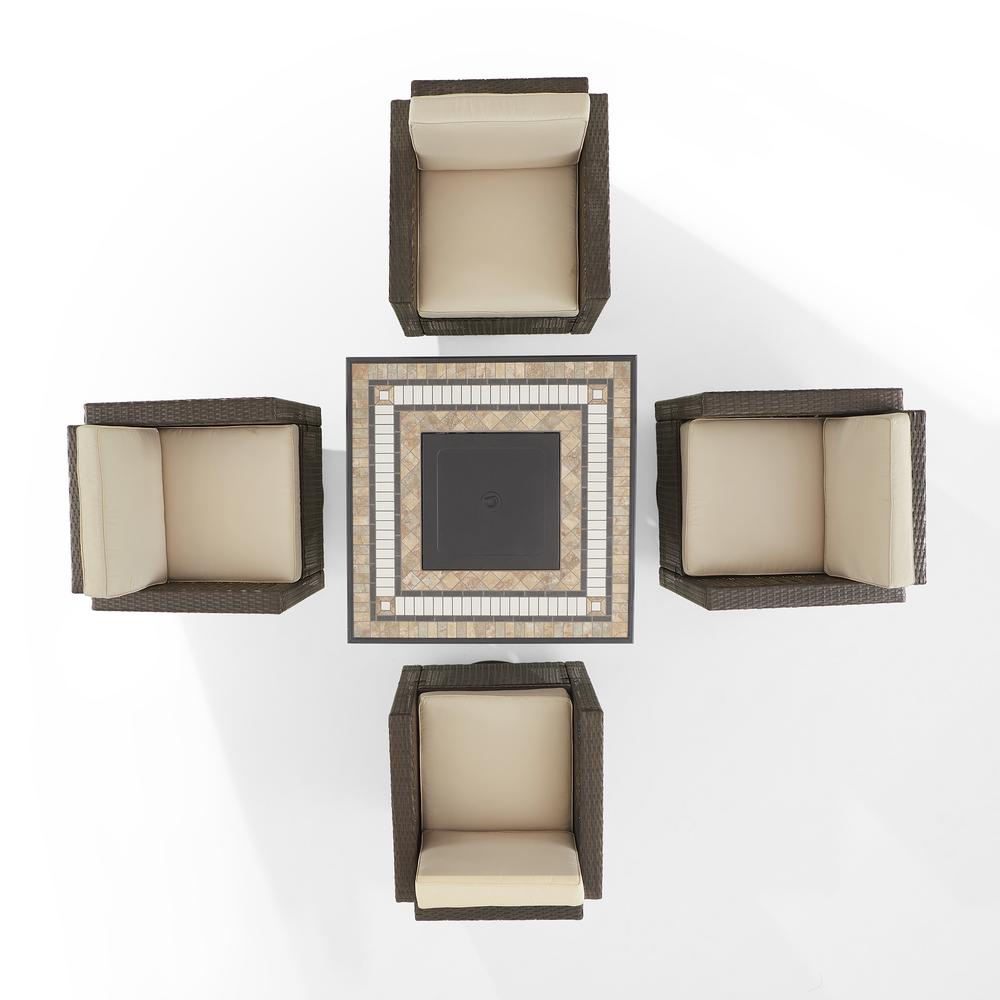 Palm Harbor 5Pc Outdoor Swivel Rocker Set W/ Fire Table