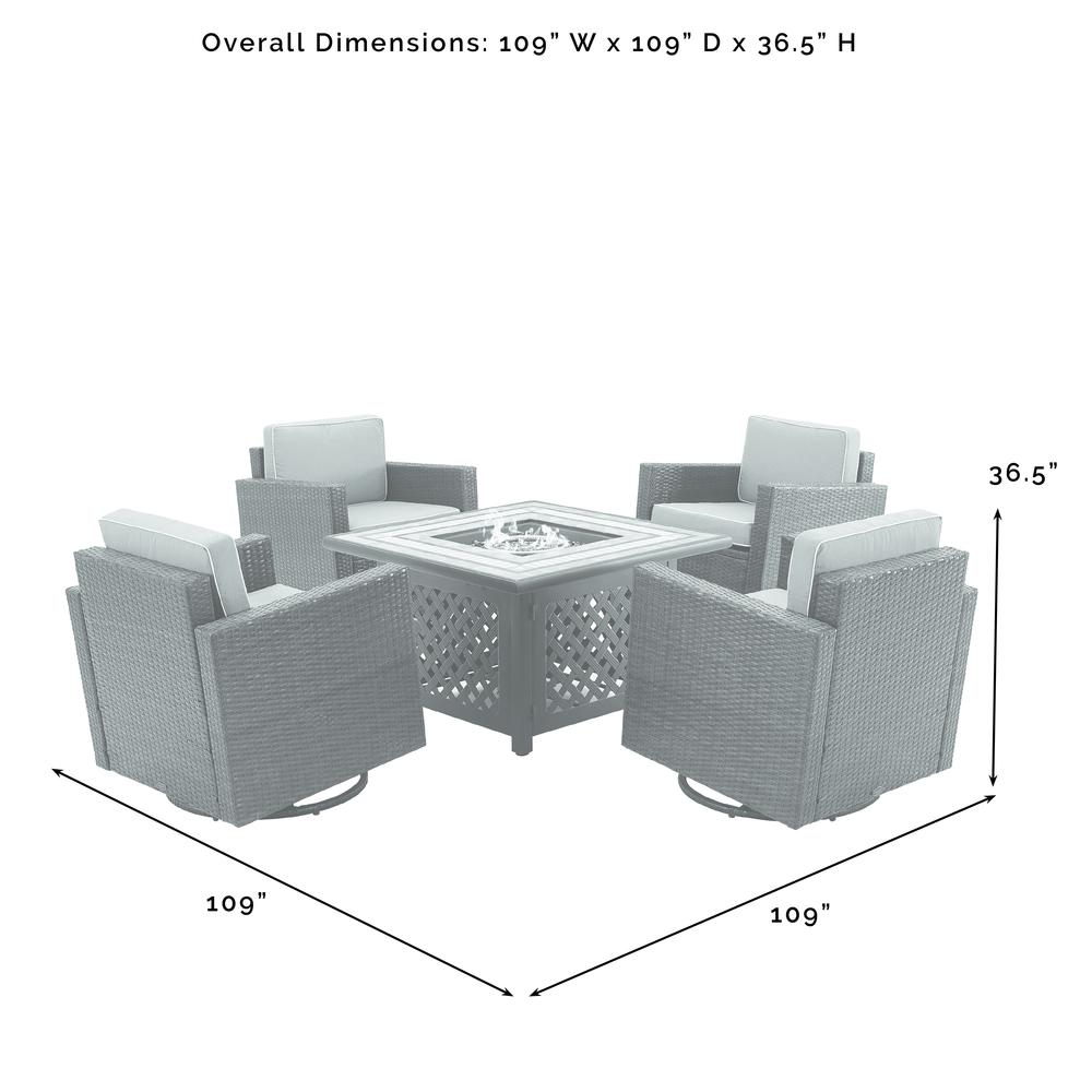 Palm Harbor 5Pc Outdoor Swivel Rocker Set W/ Fire Table
