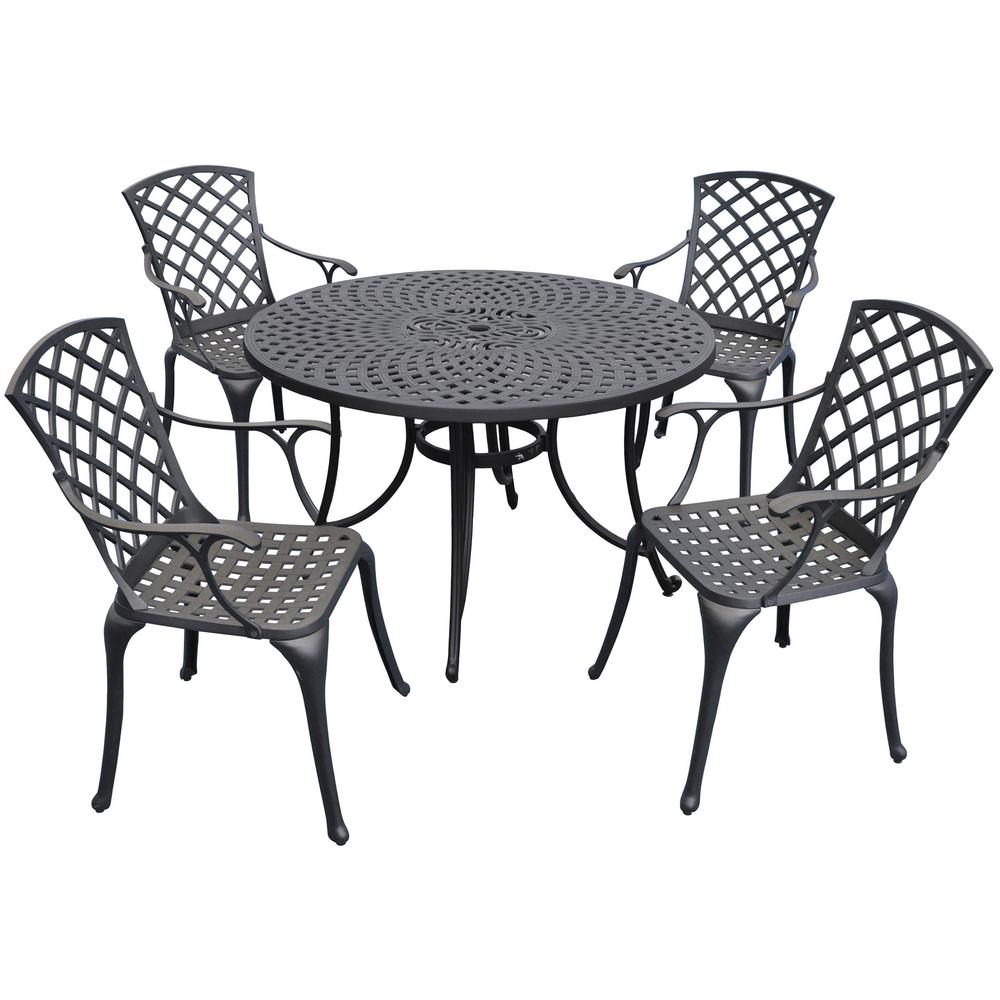 Sedona 46″ 5Pc Cast Aluminum Round Outdoor Dining Set