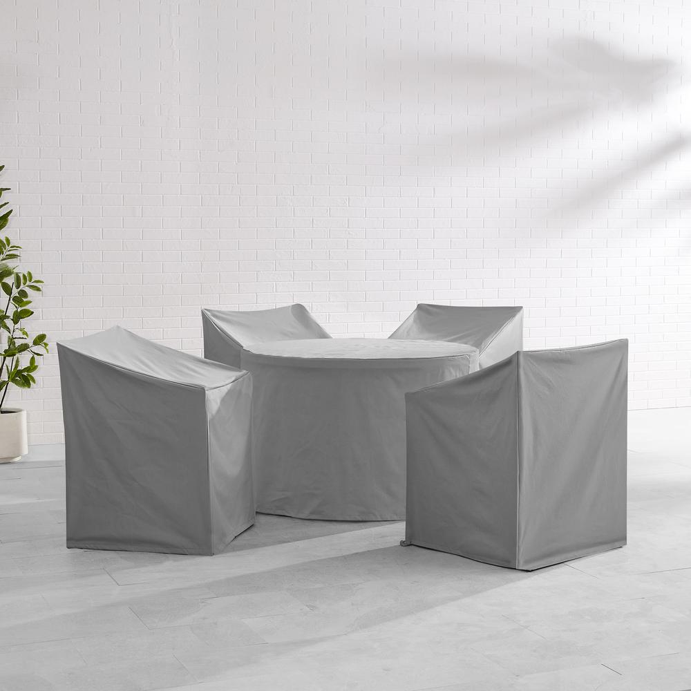 5Pc Round Outdoor Dining Furniture Cover Set