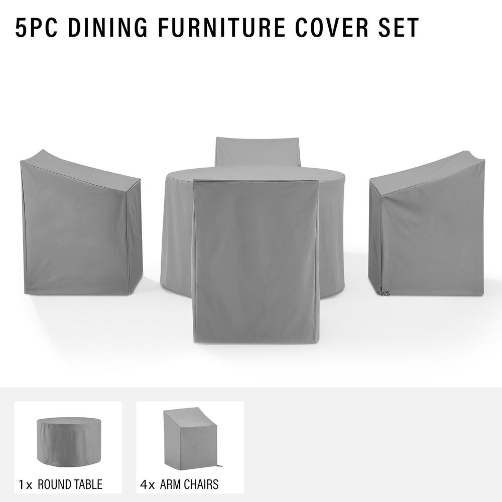 5Pc Round Outdoor Dining Furniture Cover Set