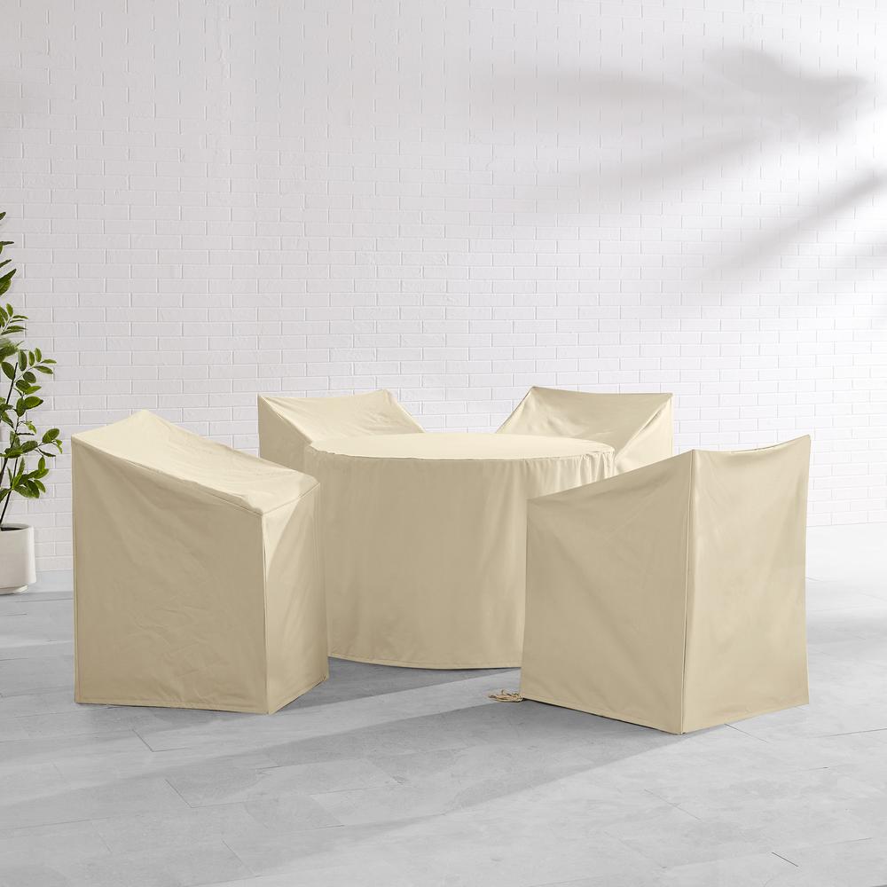 5Pc Round Outdoor Dining Furniture Cover Set