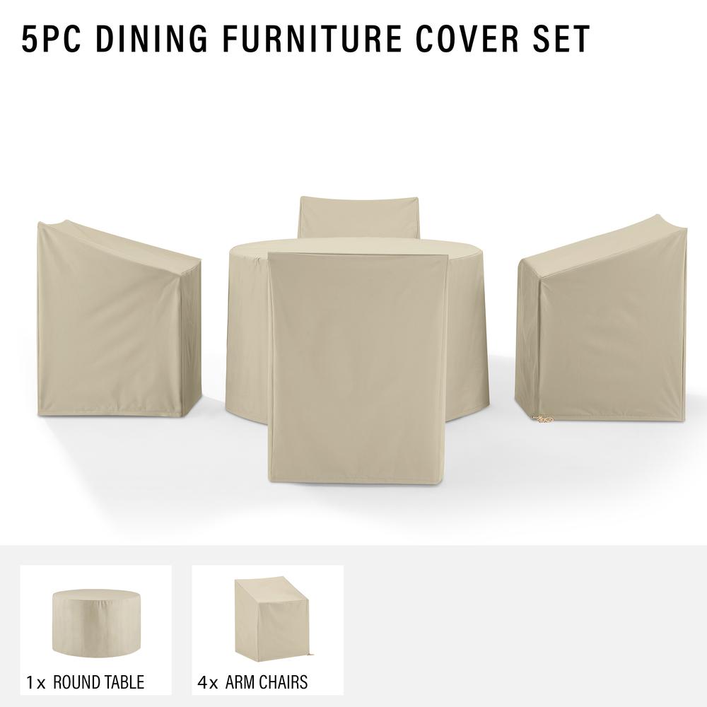 5Pc Round Outdoor Dining Furniture Cover Set