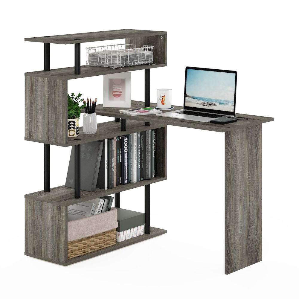 Office Desk with 5-Tier Shelves