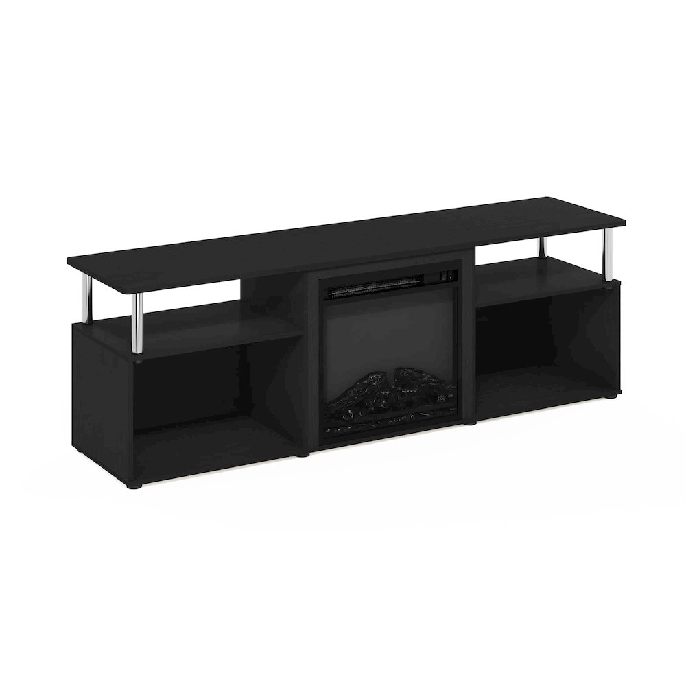 Furinno Jensen Fireplace Entertainment Center for TV up to 70 Inch with Stainless Steel Tubes