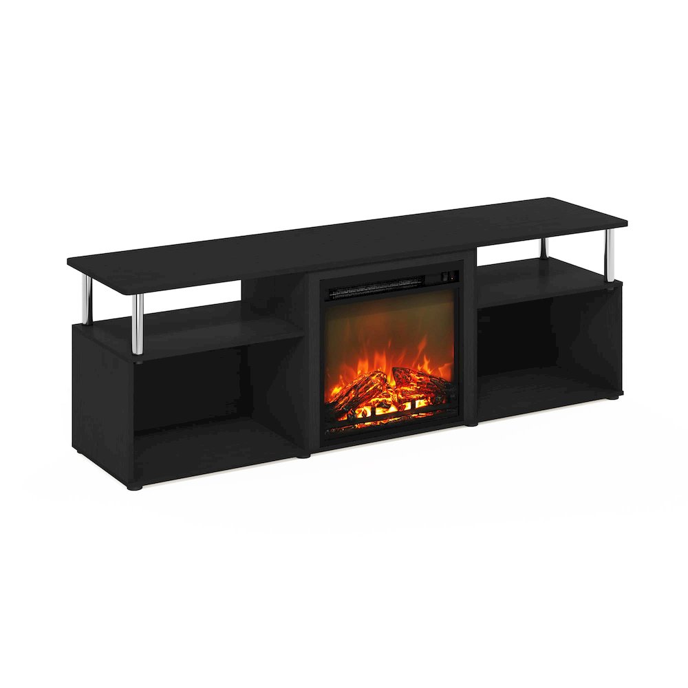 Furinno Jensen Fireplace Entertainment Center for TV up to 70 Inch with Stainless Steel Tubes