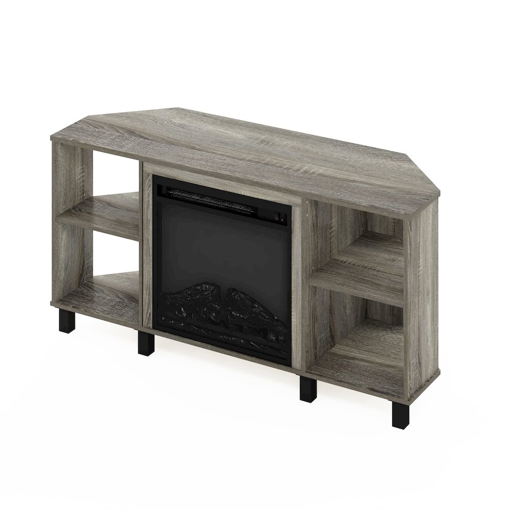 Furinno Jensen Corner Fireplce TV Stand with Metal Leg for TV up to 55 Inches